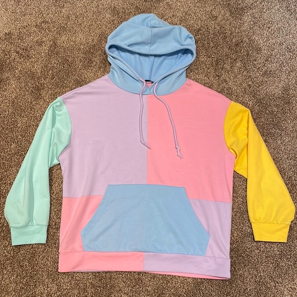 Pastel Color Block Hoodie - Picture 3 of 8